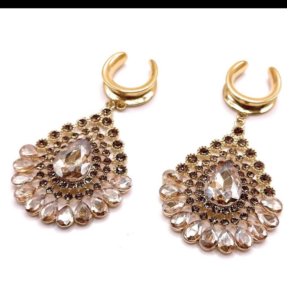 Elegant Gold and Crystal Drop Earrings